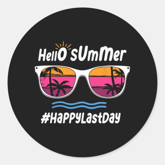 Hallo Laatste schooldag Ronde Sticker (Voorkant)