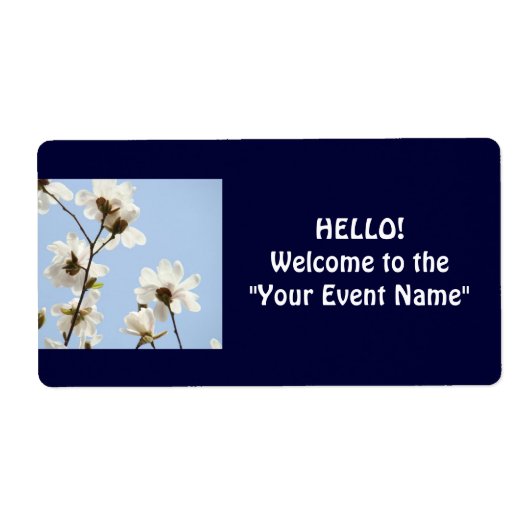 Hallo! labels Welkom bij Uw evenement Blauw Wit (Voorkant)