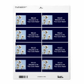 Hallo! labels Welkom bij Uw evenement Blauw Wit (Full Sheet)