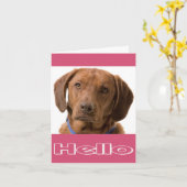 hallo Labrador Retriever Puppy Dog Note Card Kaart (Gele Bloem)