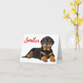 Hallo Lachen Rottweiler Puppy Dog Denken aan jou, Kaart (Gele Bloem)