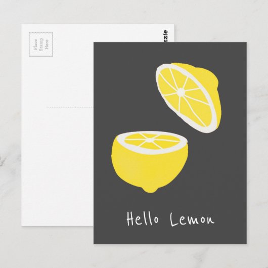 hallo Lemon modern geel fruit Briefkaart (Voorkant / Achterkant)