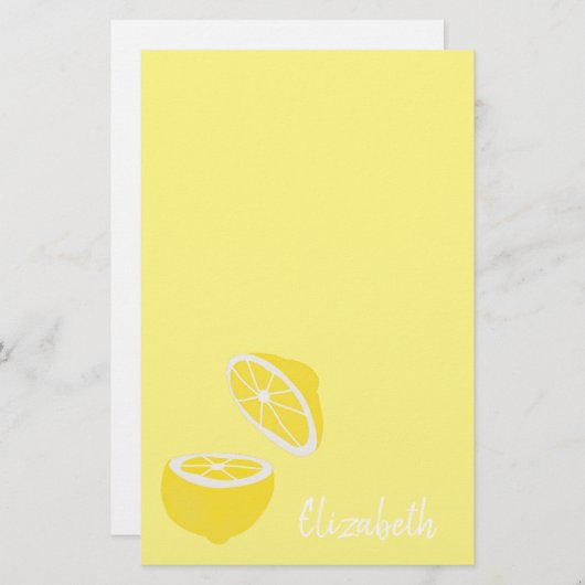 hallo Lemon modern geel fruit Briefpapier (Voorkant / Achterkant)