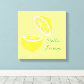 hallo Lemon modern geel fruit Canvas Afdruk (Insitu (Houten vloer))