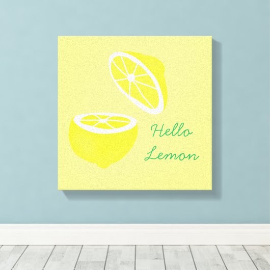 hallo Lemon modern geel fruit Canvas Afdruk (Insitu (Houten vloer))