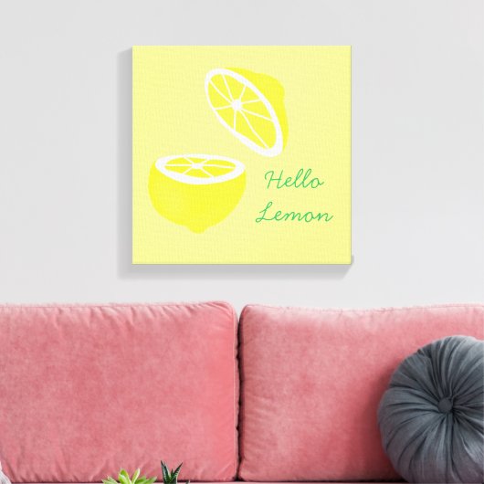 hallo Lemon modern geel fruit Canvas Afdruk (Insitu (Woonkamer))