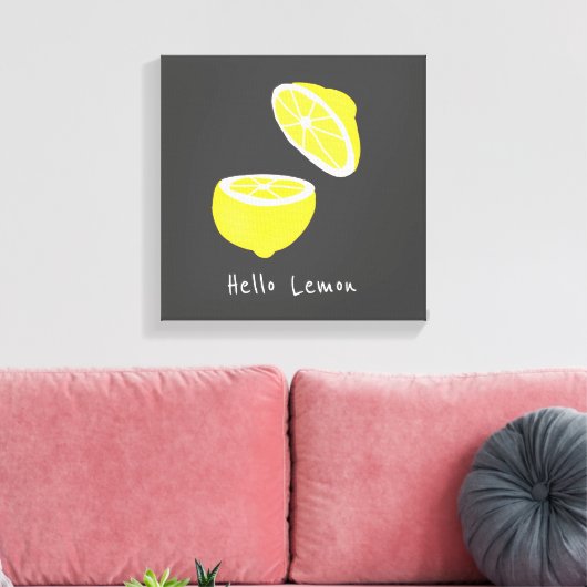 hallo Lemon modern geel fruit Canvas Afdruk (Insitu (Woonkamer))