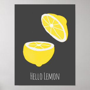 hallo Lemon modern geel fruit Poster