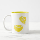 hallo Lemon modern geel fruit Tweekleurige Koffiemok (Links)