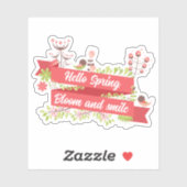 Hallo Lente, bloei en glimlach Sticker (Vel)