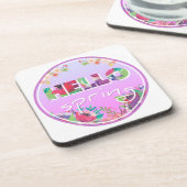 Hallo Lente, Bloemen, cirkel Bier Onderzetter (Linkerzijde)