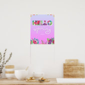 hallo lente, bloemen, poster, poster (Keuken)