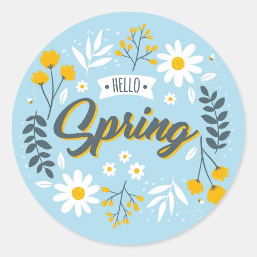 Hallo Lente Bloemen Sticker (Voorkant)