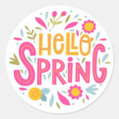 Hallo Lente Bloemen Sticker (Voorkant)