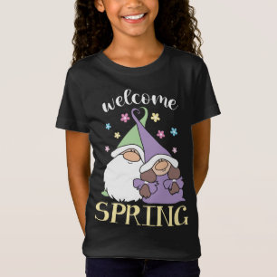 Hallo lente bloemenkabouters paar bloemen welkom t-shirt