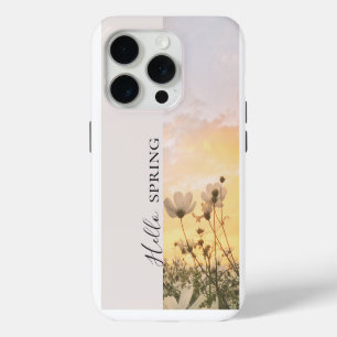 Hallo Lente, Boho Wildflower Zonsondergang iPhone 15 Pro Case