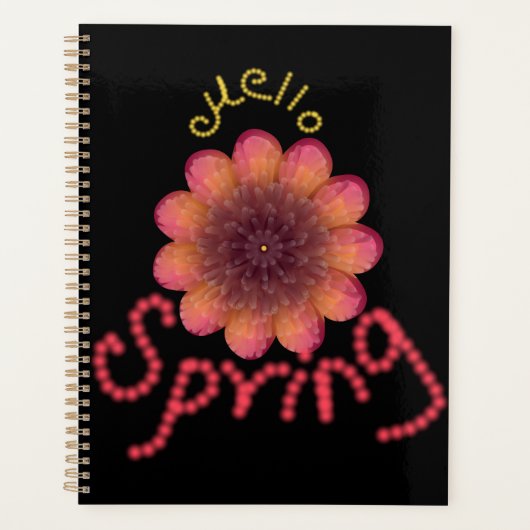 Hallo Lente - Getextureerde Roze & Oranje Bloem Ku Planner (Voorkant)