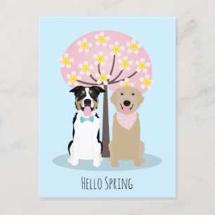 hallo lente-honden door Cherry Blossom Tree Briefkaart