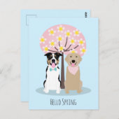 hallo lente-honden door Cherry Blossom Tree Briefkaart (Voorkant / Achterkant)