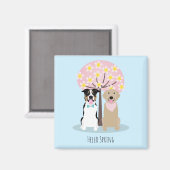 hallo lente-honden door Cherry Blossom Tree Magneet (Voorkant / Achterkant)