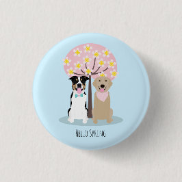 hallo lente-honden door Cherry Blossom Tree Ronde Button 3,2 Cm