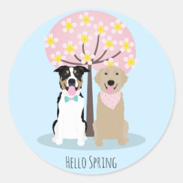 hallo lente-honden door Cherry Blossom Tree Ronde Sticker