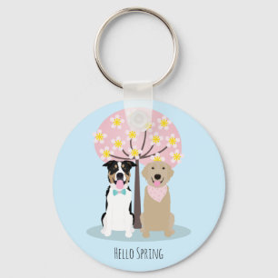 hallo lente-honden door Cherry Blossom Tree Sleutelhanger
