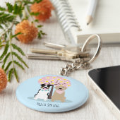 hallo lente-honden door Cherry Blossom Tree Sleutelhanger (Zijkant)