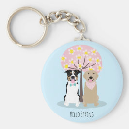 hallo lente-honden door Cherry Blossom Tree Sleutelhanger
