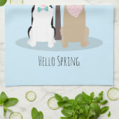 hallo lente-honden door Cherry Blossom Tree Theedoek (Gevouwen)