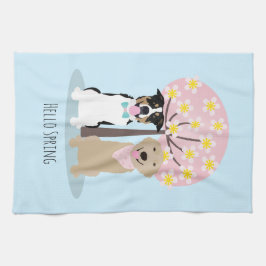 hallo lente-honden door Cherry Blossom Tree Theedoek