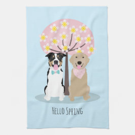 hallo lente-honden door Cherry Blossom Tree Theedoek