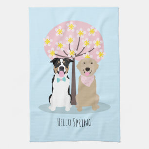 hallo lente-honden door Cherry Blossom Tree Theedoek