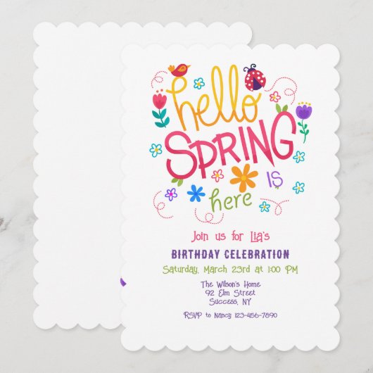 Hallo Lente is Gearriveerd Uitnodiging (Voorkant / Achterkant)