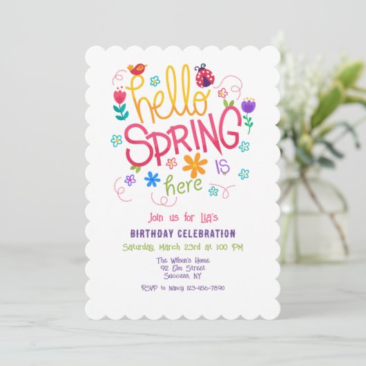 Hallo Lente is Gearriveerd Uitnodiging (Staand voorkant)