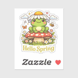 Hallo Lente Kikker – Cottagecore Paddenstoel Esthe Sticker