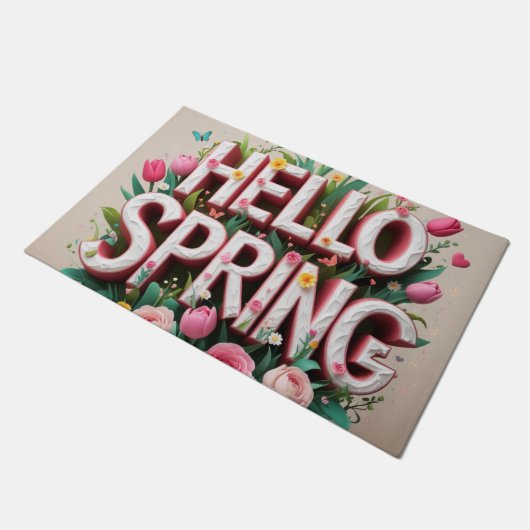 Hallo Lente met lente vibes Deurmat (Schuin)