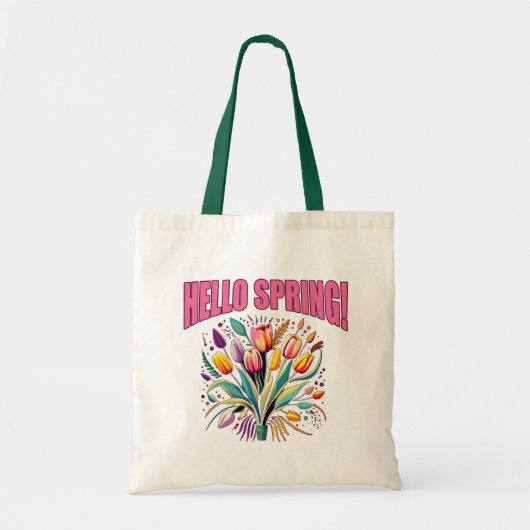 HALLO LENTE MET TULPEN TOTE BAG (Voorkant)