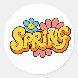 Hallo Lente   met Verse Bloemige Klassieke Ronde  Sticker