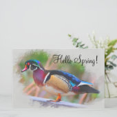 hallo Lente met Wood Duck Briefpapier (Staand voorkant)