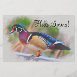 hallo Lente met Wood Duck Briefpapier