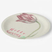 Hallo lente!  Nederlandse Kunst Roze & Witte Tulp Papieren Bordje (Gekanteld)