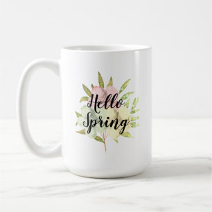 Hallo Lente Pastel Watercolor Bloemen Koffiemok
