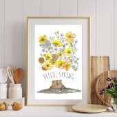 Hallo, lente seizoensdruk poster