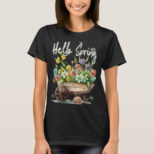Hallo Lente Tuinieren Tuinieren Bloemen Vogelnest T-shirt