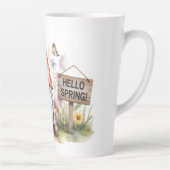 Hallo Lente Tuinkabouter: Schattige Kabouter met V Latte Mok (Rechts)
