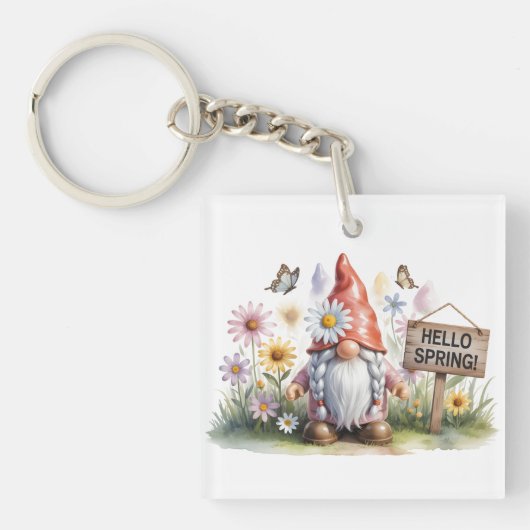 Hallo Lente Tuinkabouter: Schattige Kabouter met V Sleutelhanger (voorkant)