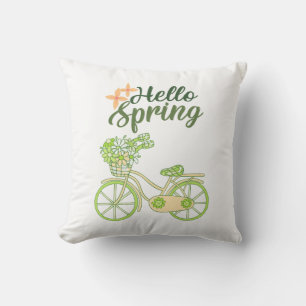 Hallo Lente Vintage Fiets Illustratie Kussen