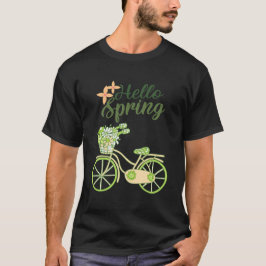 Hallo Lente Vintage Fiets Illustratie  T-shirt