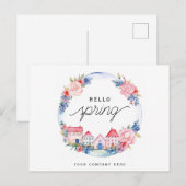 Hallo Lente Waterverf Bloemenkrans Huis Realty Briefkaart (Voorkant / Achterkant)